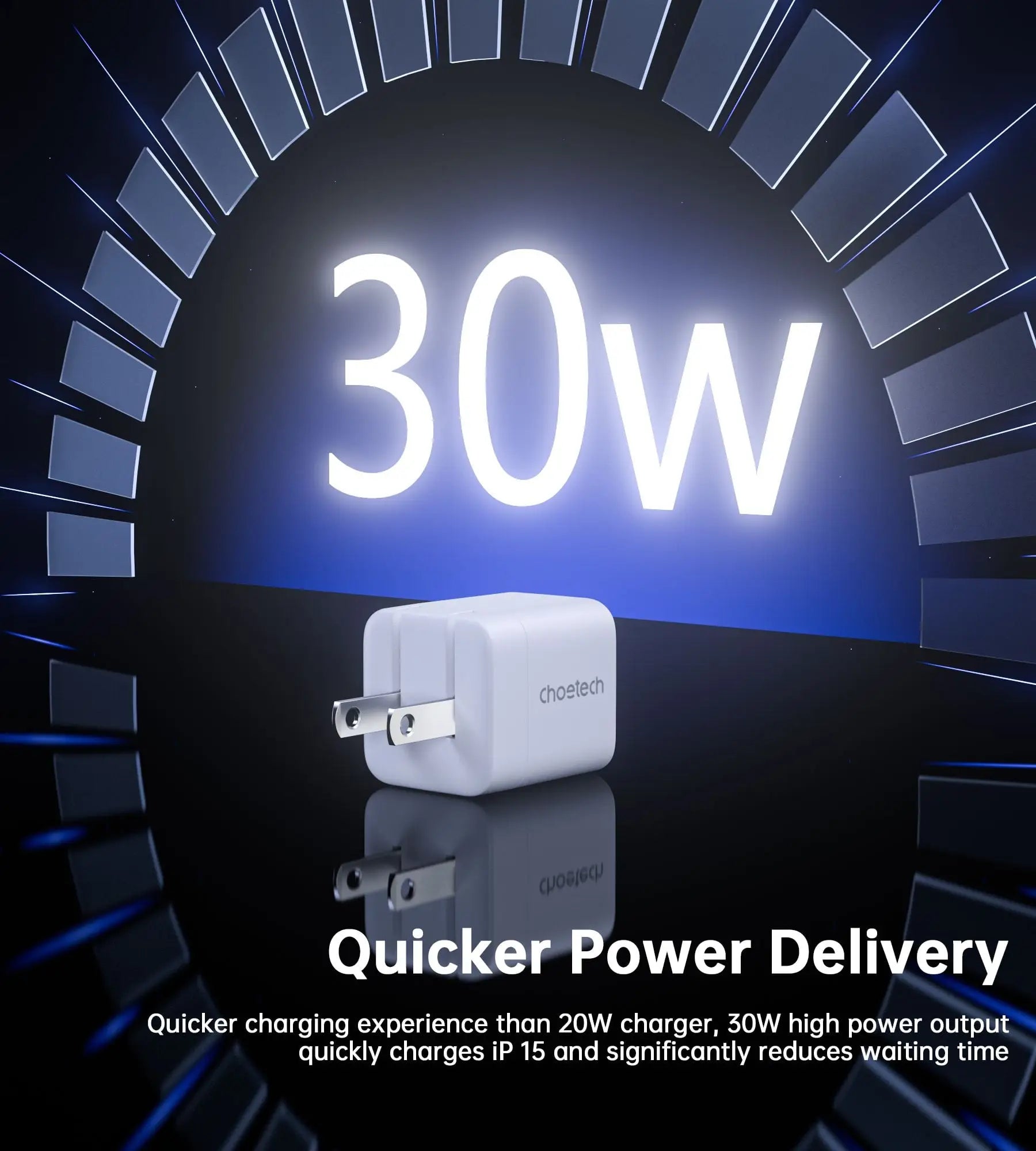 Choetech NexGen Mini PD30W GAN Charger US Plug – White – PD3007