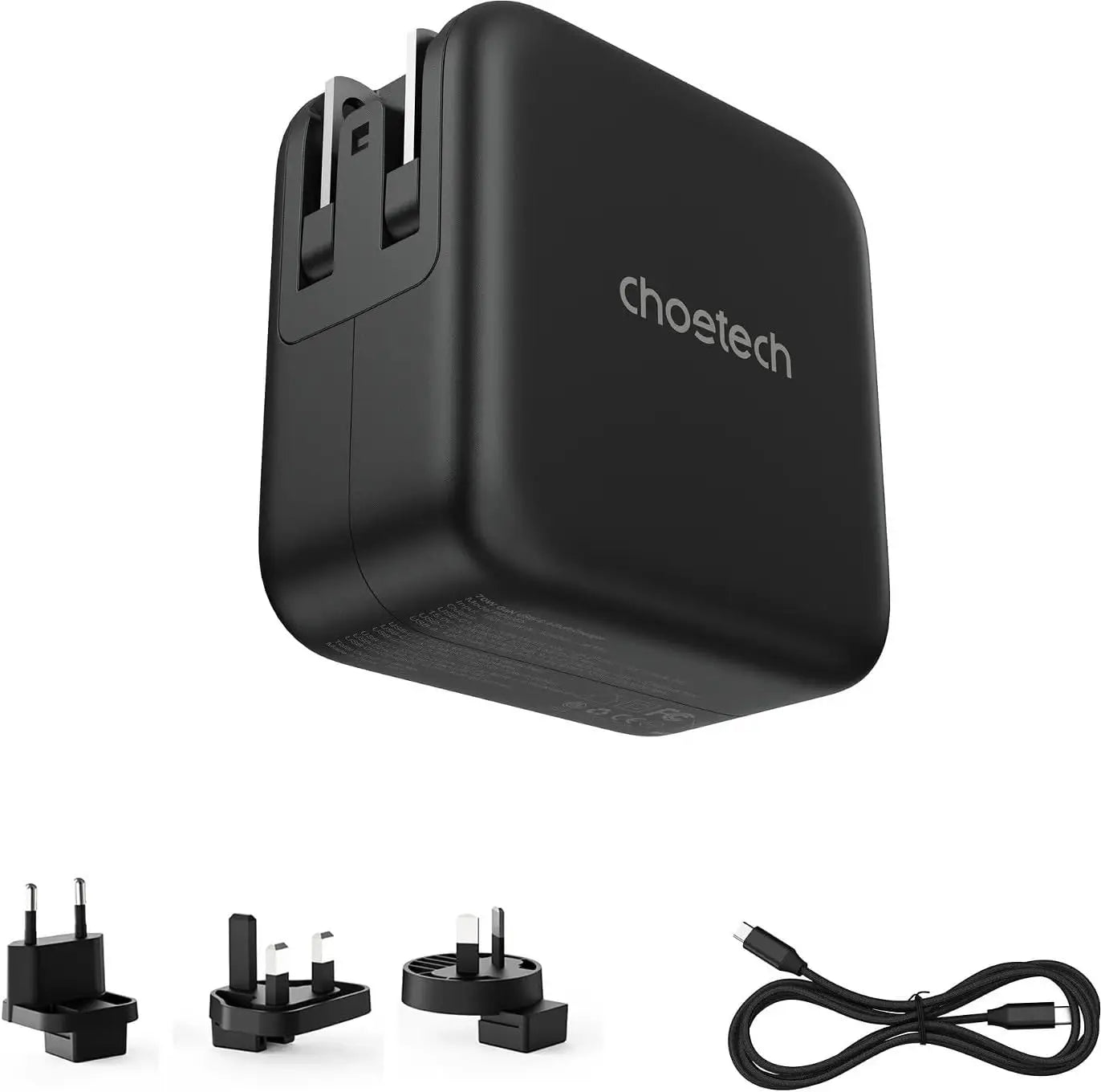 Choetech PD6055 70W Gan Travel Charger – Black