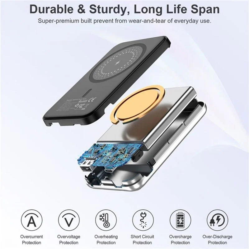 Choetech MagSafe Magnetic 10W 5000 mAh Mini Power Bank – B655 – Silver