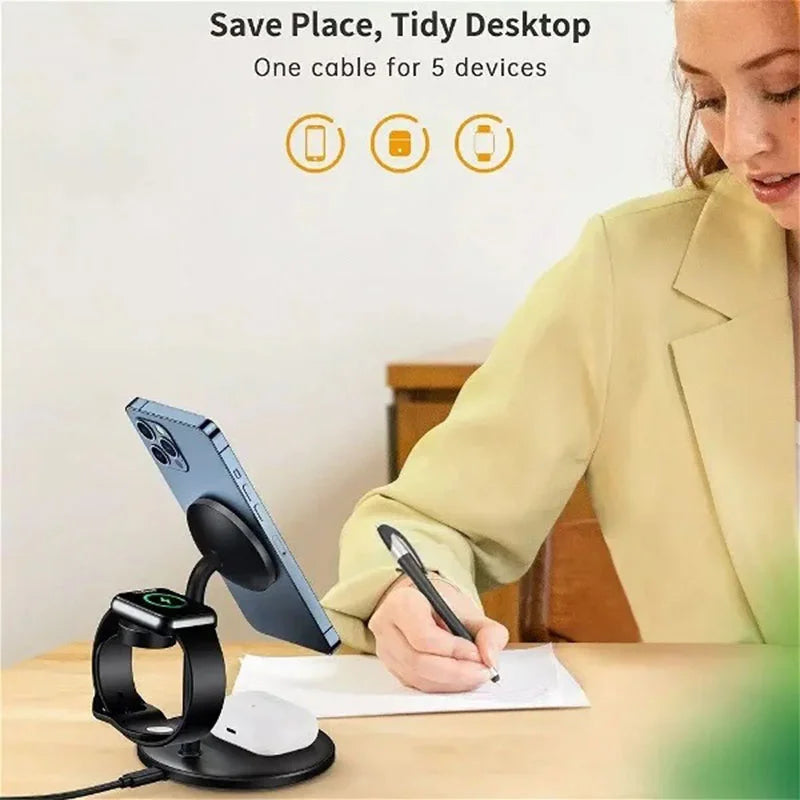 Choetech 3 in 1 Magnetic MagSafe Wireless Charger Station – T585-F – Silver