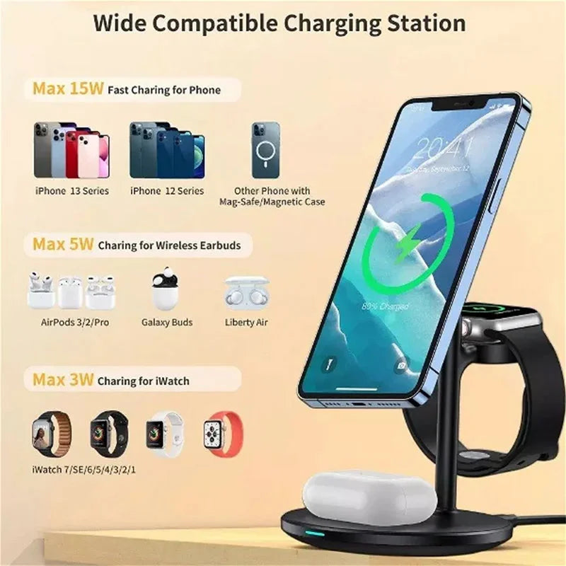 Choetech 3 in 1 Magnetic MagSafe Wireless Charger Station – T585-F – Silver