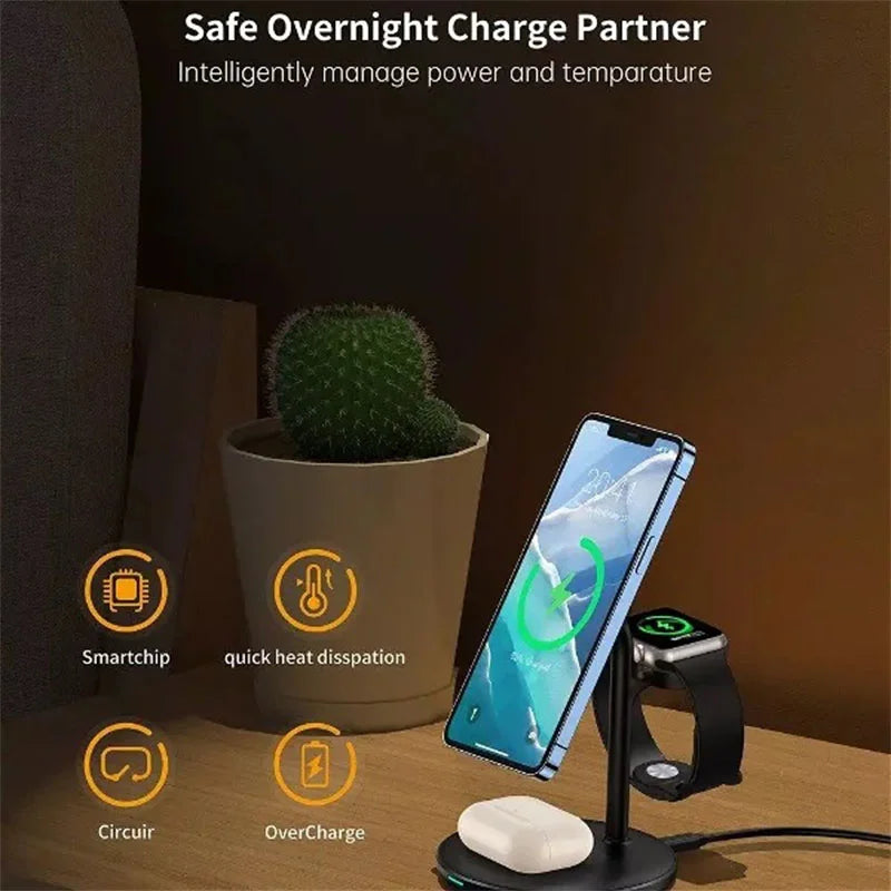 Choetech 3 in 1 Magnetic MagSafe Wireless Charger Station – T585-F – Silver