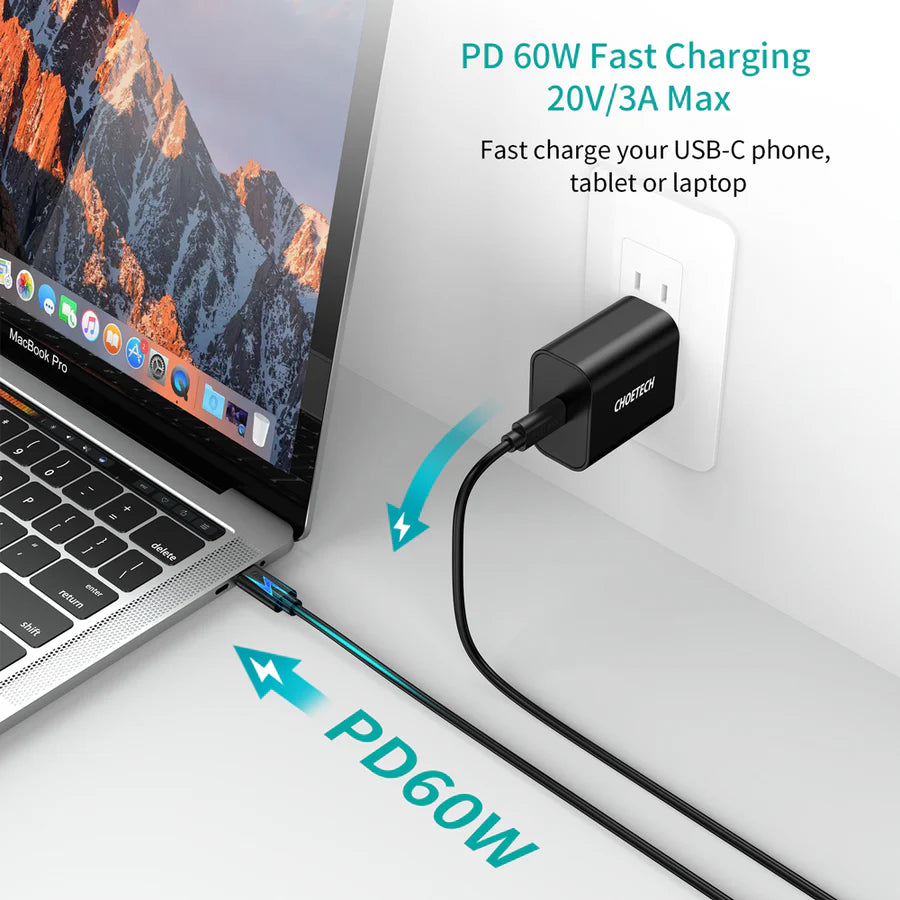 CHOETECH USB C Cable, 3A USB-C To USB-C Cable 3.3ft (1m) – CC0002 – Black