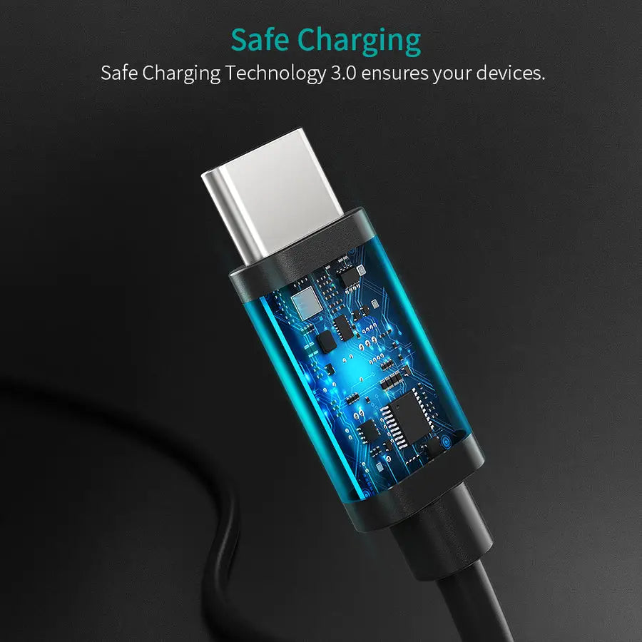 CHOETECH USB C Cable, 3A USB-C To USB-C Cable 6.6ft 2M – CC0003 – Black