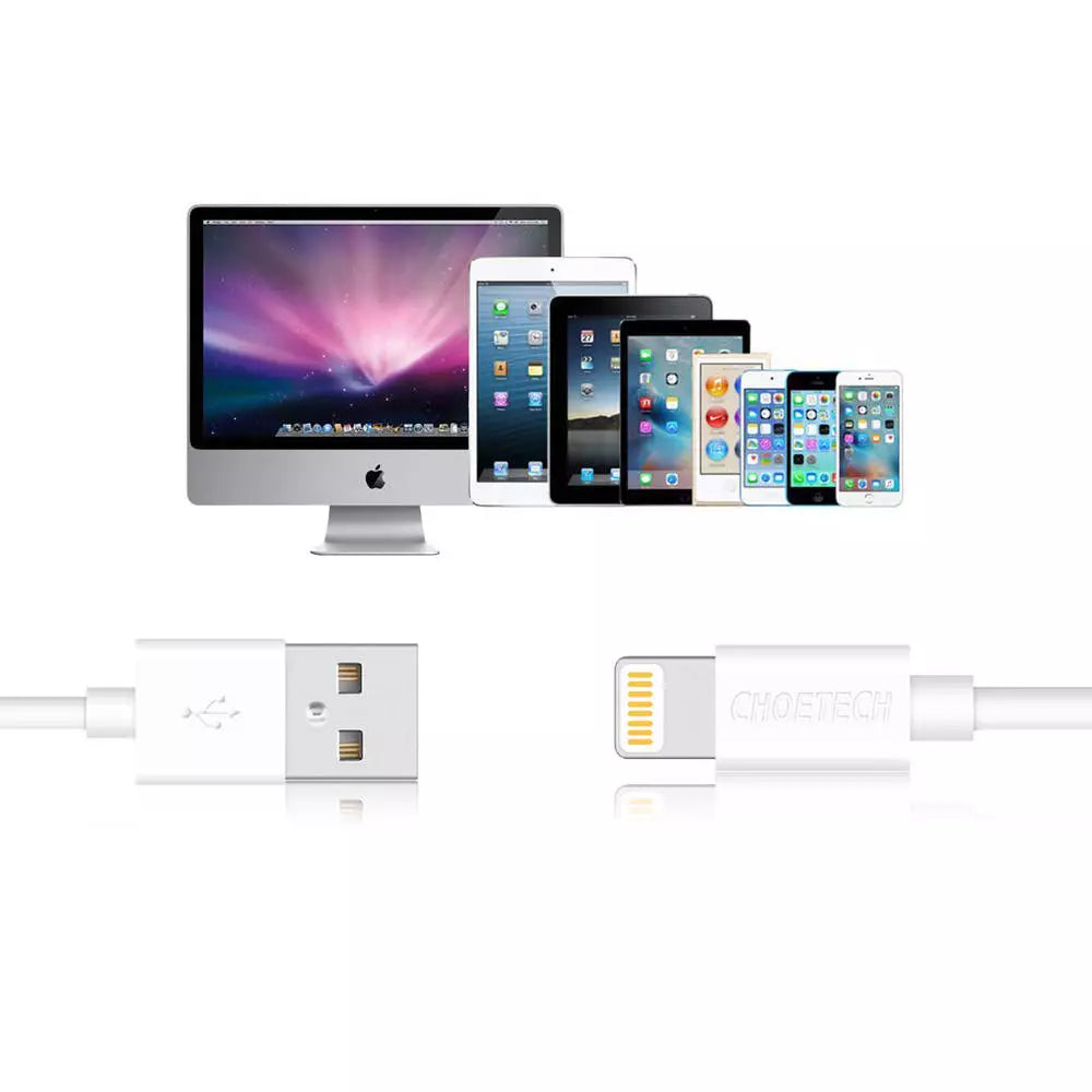 Choetech USB to Lightning Cable Apple Mfi Certified (1.8m/5.9ft) – White – IP0027