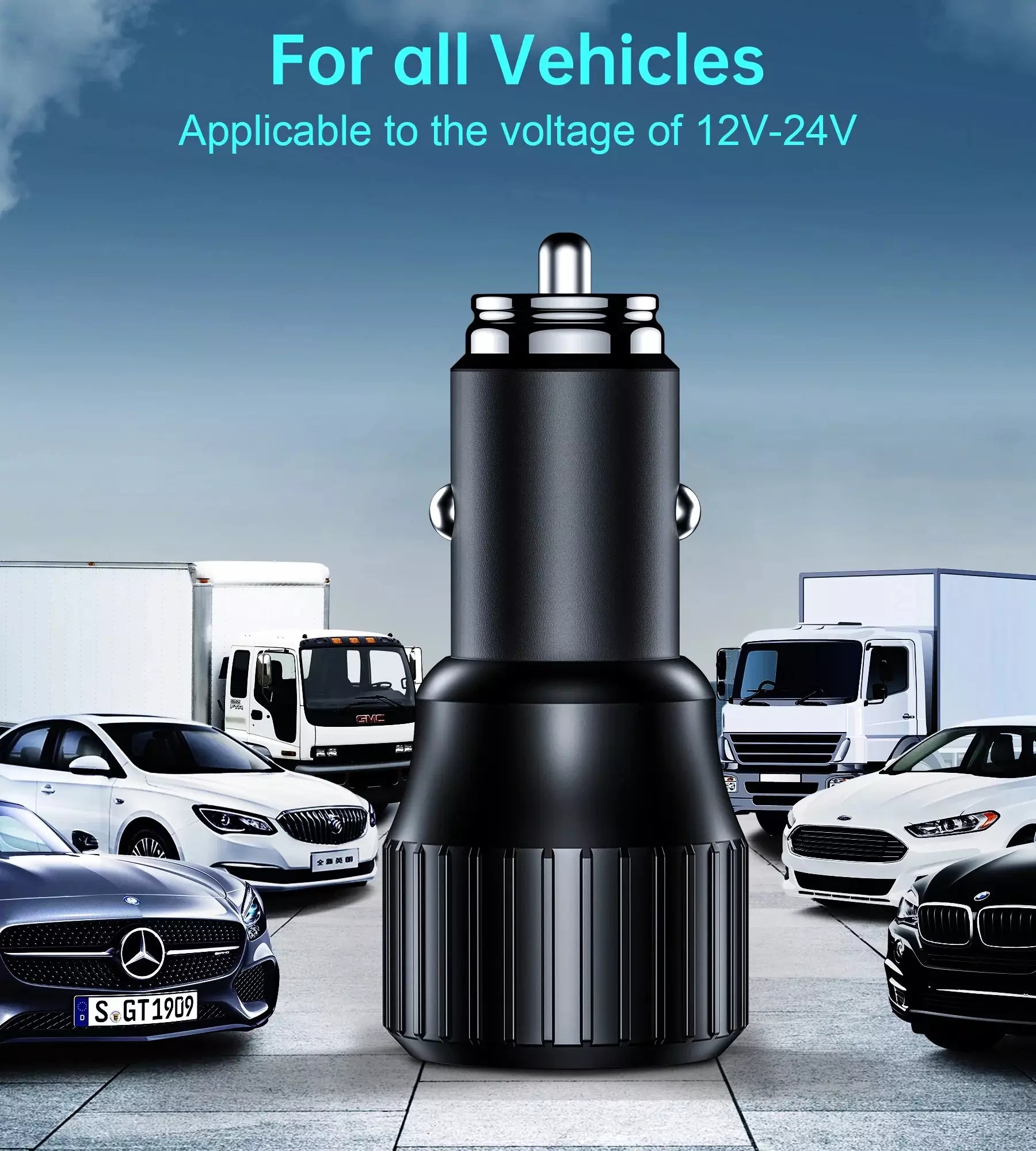 Choetech 63W Dual USB-C 45W + 18W Fast Car Charger – Black – TC0010