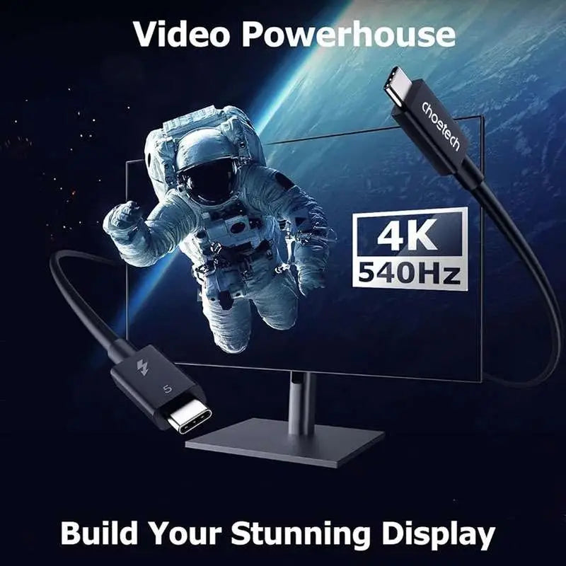 Choetech 240W Thunderbolt 5 Type-C to Type-C High Speed 8K Cable 1M – Black – A3011