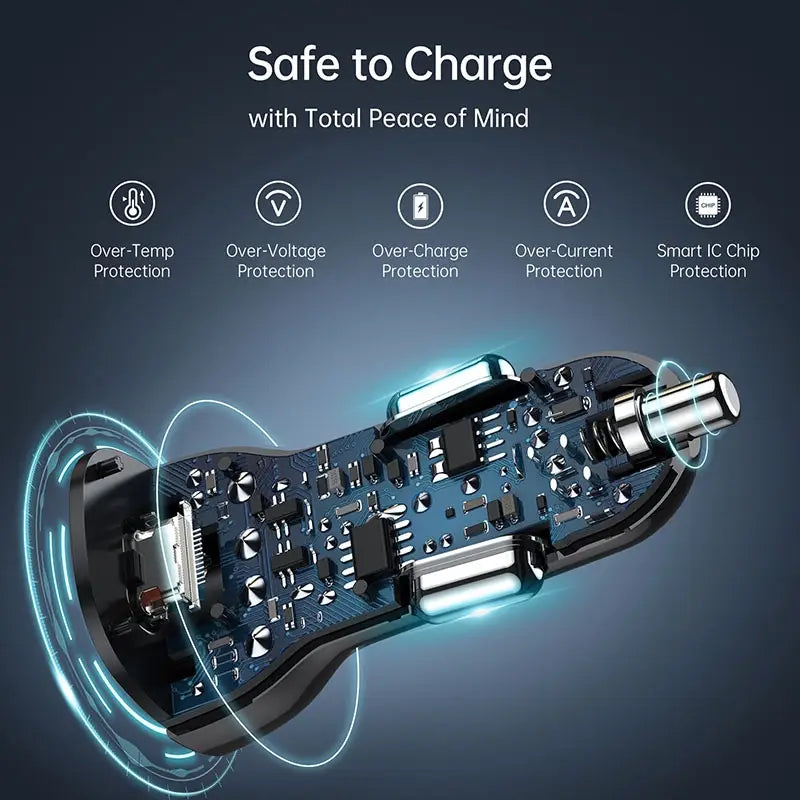 Choetech Dual USB-C Ports PD 40W Fast Car Charger – TC0008 – Black