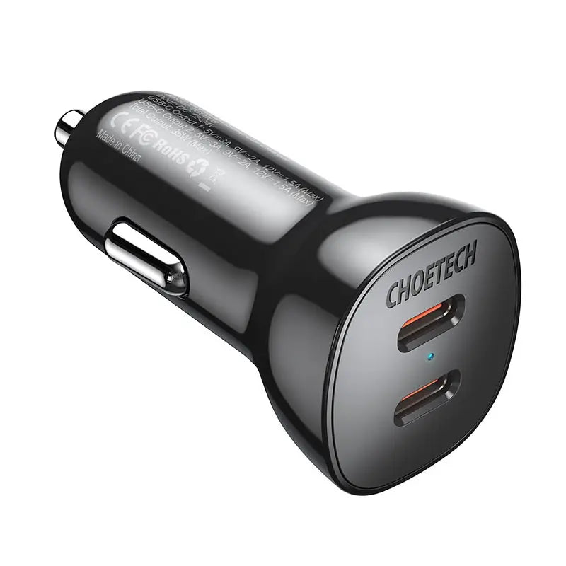 Choetech Dual USB-C Ports PD 40W Fast Car Charger – TC0008 – Black